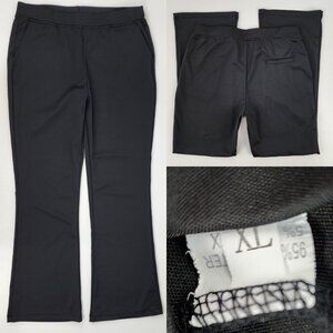 Womens Jrs XL 32x29" Black Poly Stretch Bootcut Work to Gym Pants w/Pockets
